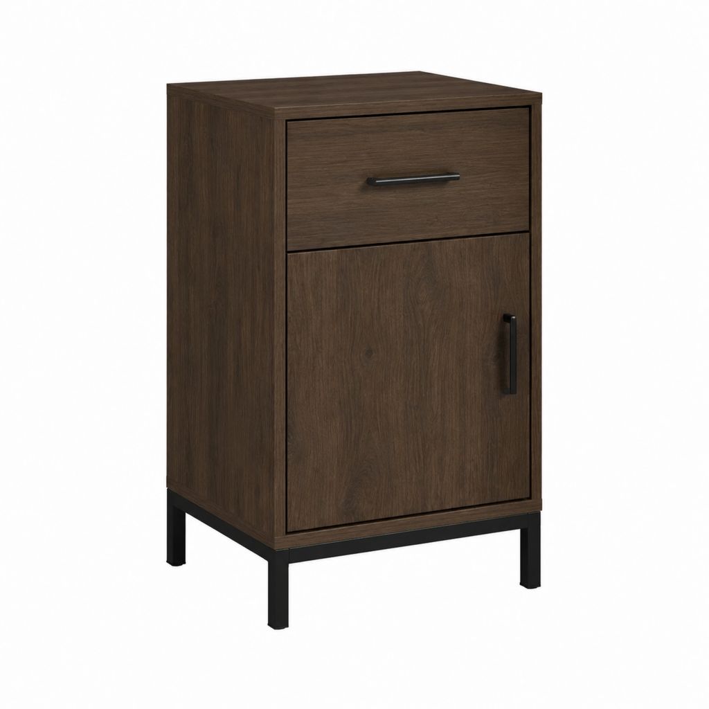 Badezimmerschrank Dunkelbraun Spanplatte rechteckig mit Schublade und Tür 60 x 40 x 85 cm