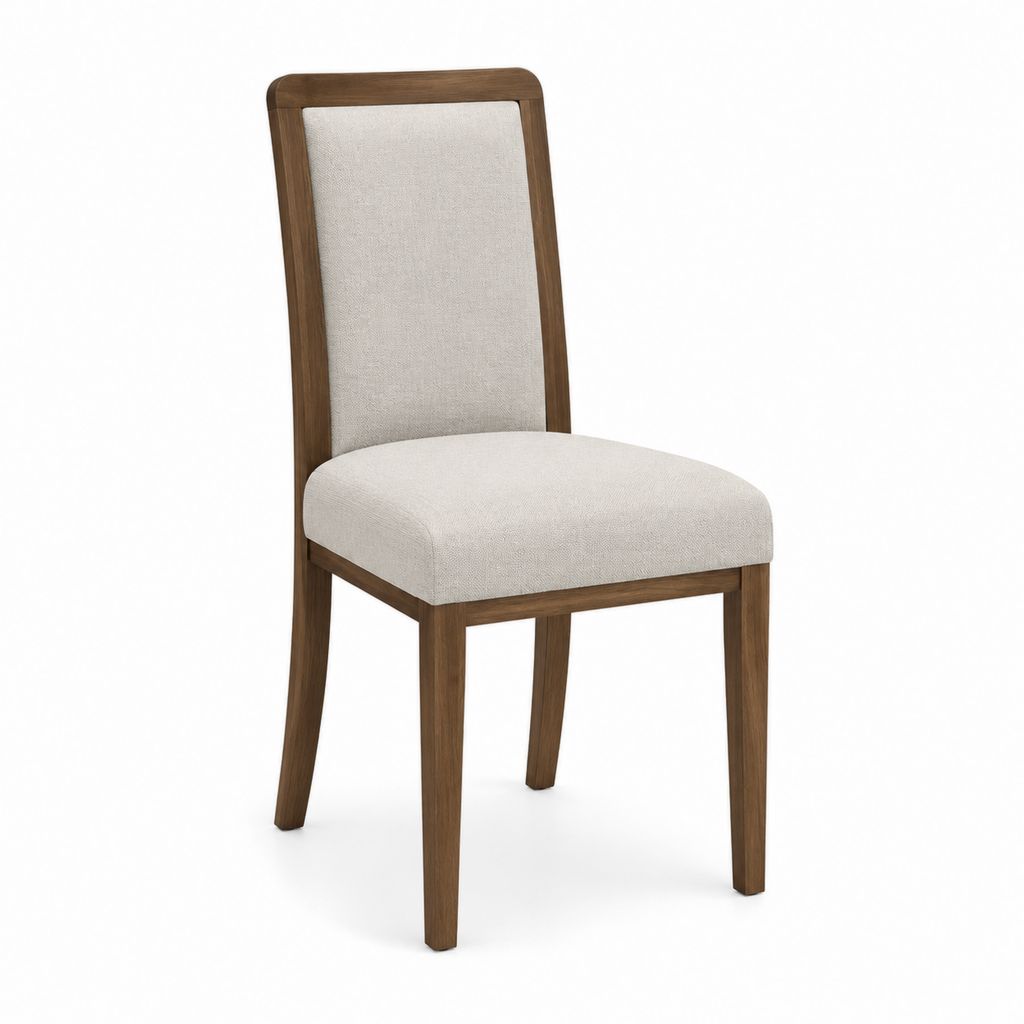 Esszimmerstuhl Beige mit gepolstertem Polyestersitz und Massivholzgestell 46 x 57 x 96 cm