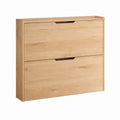 Schuhschrank mit 2 Klappen Natur Eiche MDF rechteckig 80 x 24 x 90 cm