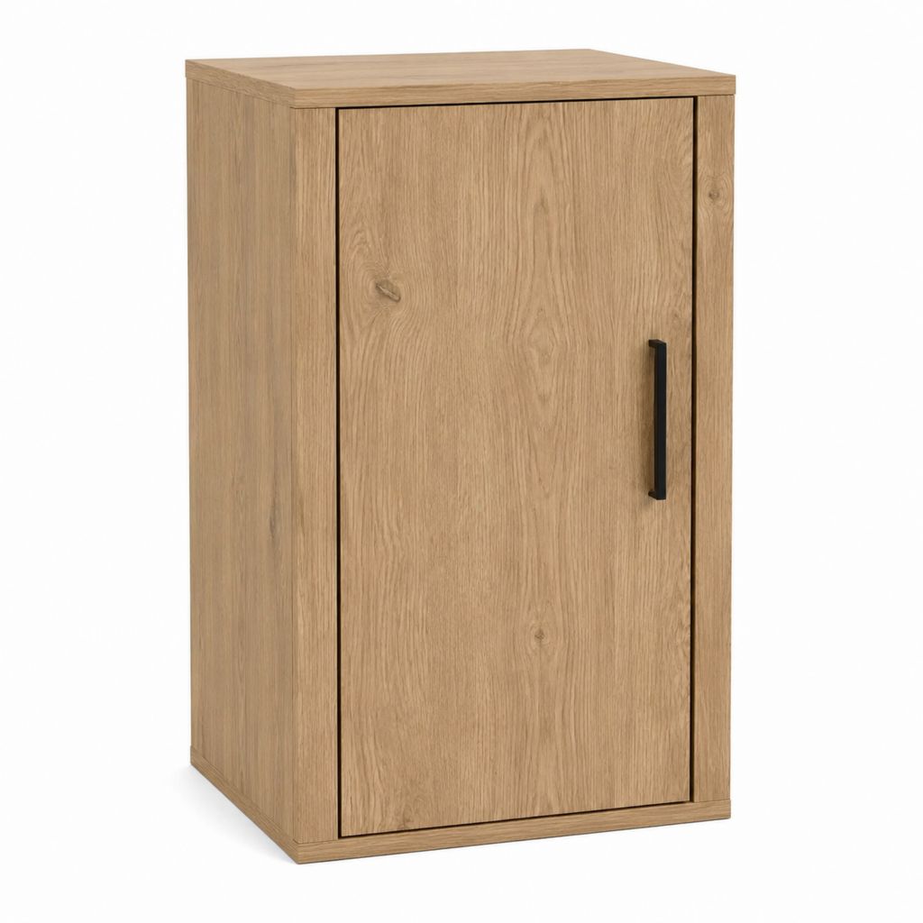 Medienschrank Eiche Natur aus Spanplatte rechteckig mit Drehtür 60 x 40 x 100 cm