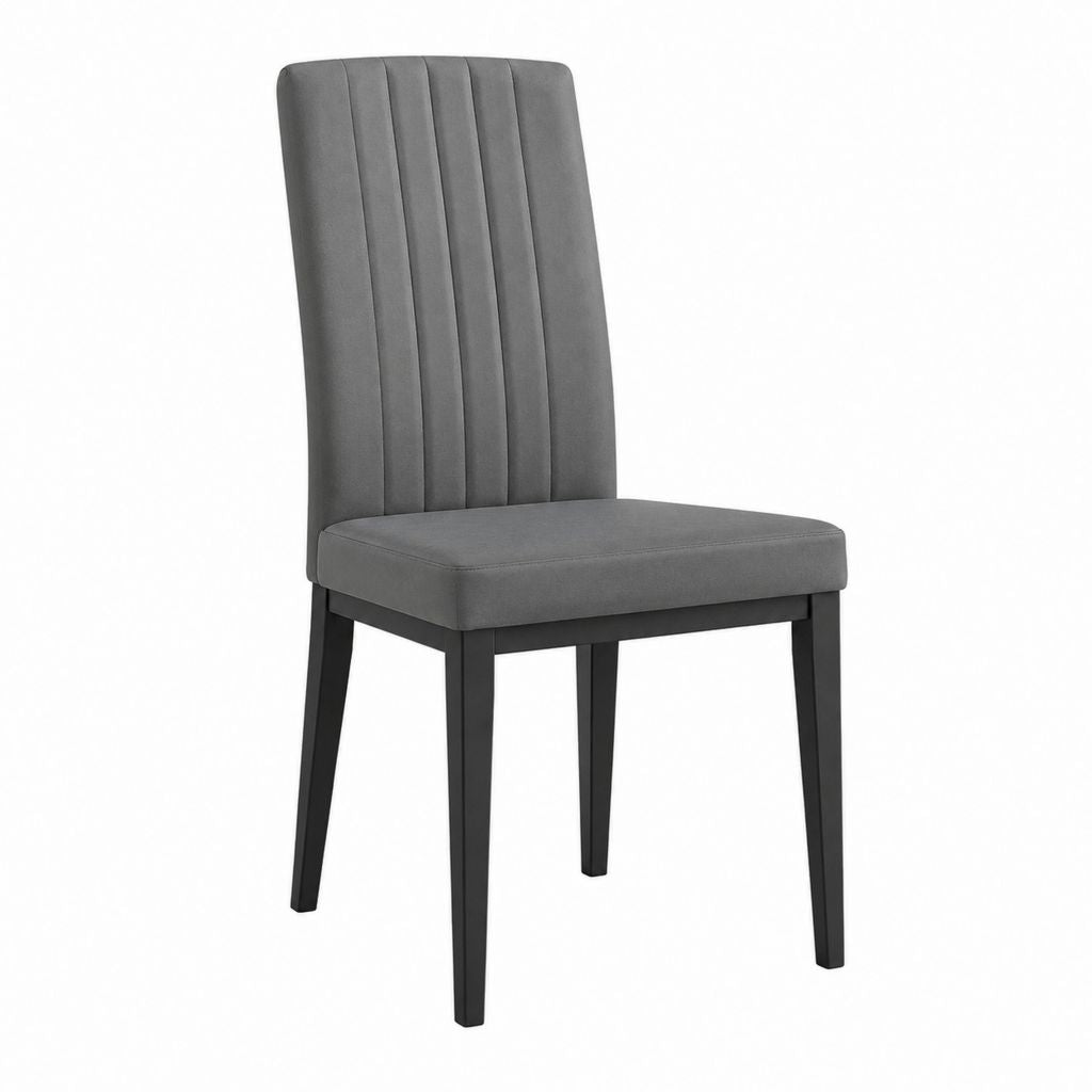 Esszimmerstuhl Grau mit Polyester-Samtbezug und Massivholzbeinen 45 x 55 x 99 cm