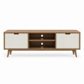 TV-Lowboard Nussbaum Weiß aus MDF mit Walnussfurnier rechteckig 180 x 40 x 60 cm