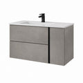 Waschtischunterschrank Set Grau Betonoptik MDF mit Keramikwaschbecken Rechteckig 80 x 46 x 50 cm