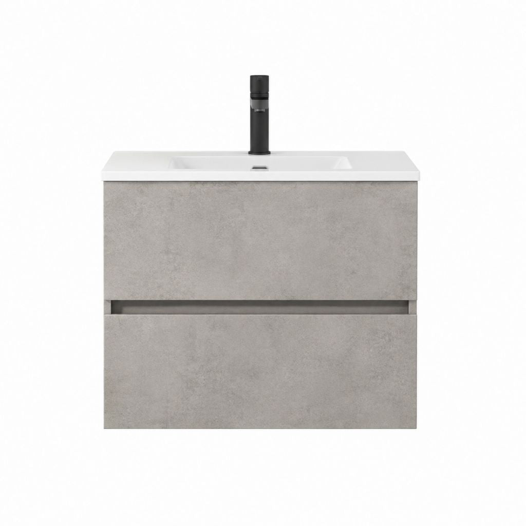 Waschtischunterschrank Set Grau Spanplatte Rechteckig 60 x 46 x 55 cm mit Keramikwaschbecken