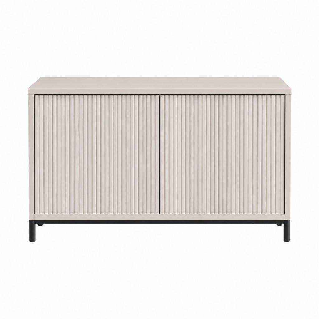 Schuhschrank mit 2 Türen in Beigegrau aus lackiertem MDF 100 x 40 x 80 cm