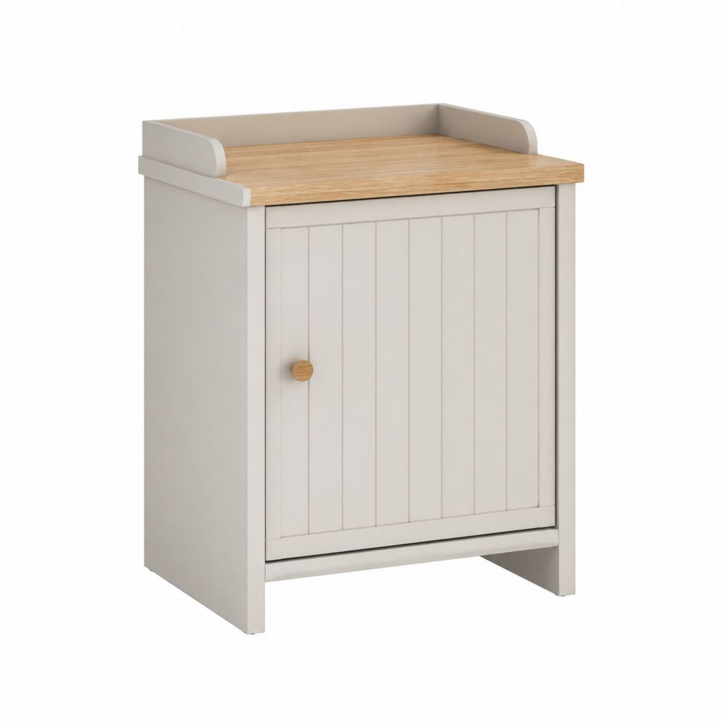 Schuhschrank Weiß mit Eichenoptik aus MDF 60 x 35 x 80 cm mit Tür und Ablage