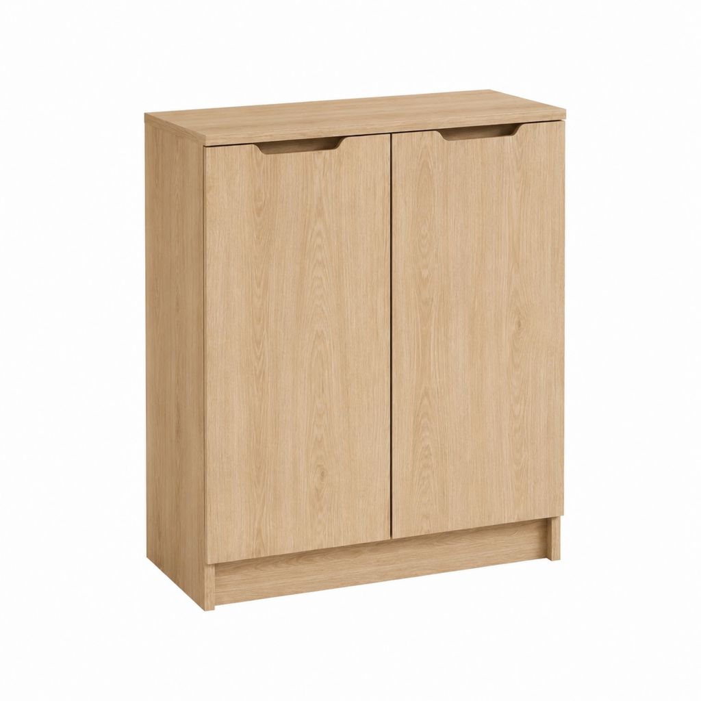 Schuhschrank mit 2 Türen Eiche hell Spanplatte rechteckig 80 x 35 x 100 cm