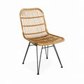 Esszimmerstuhl Rattan Natur mit schwarzem Stahlgestell 46 x 55 x 82 cm