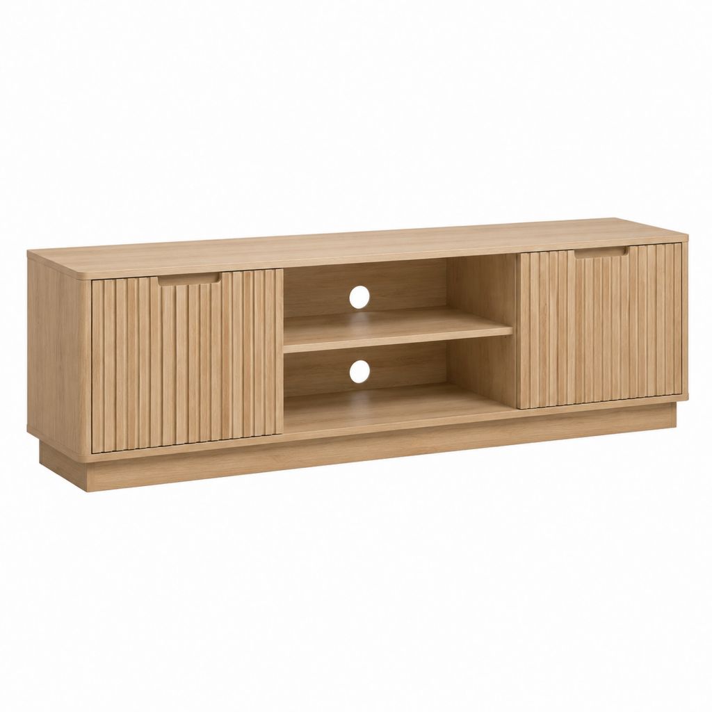 TV-Lowboard eichefarben MDF mit Eichenfurnier rechteckig 160 x 40 x 55 cm