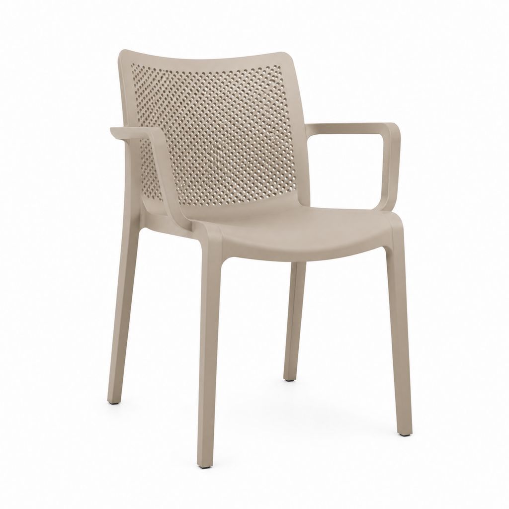 Esszimmerstuhl mit Armlehnen Beige PP 58 x 55 x 82 cm