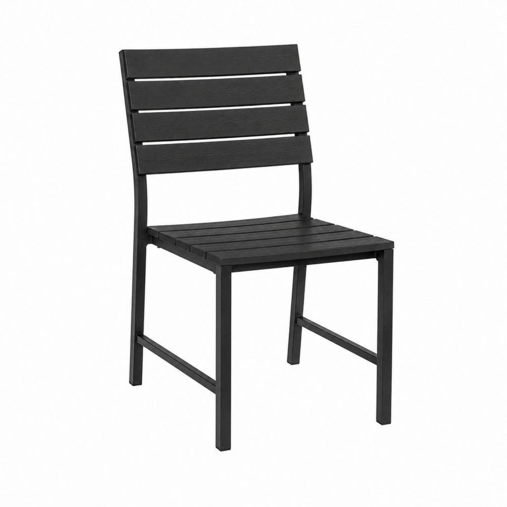Gartenstuhl Schwarz aus pulverbeschichtetem Stahl rechteckig 42 x 55 x 81 cm