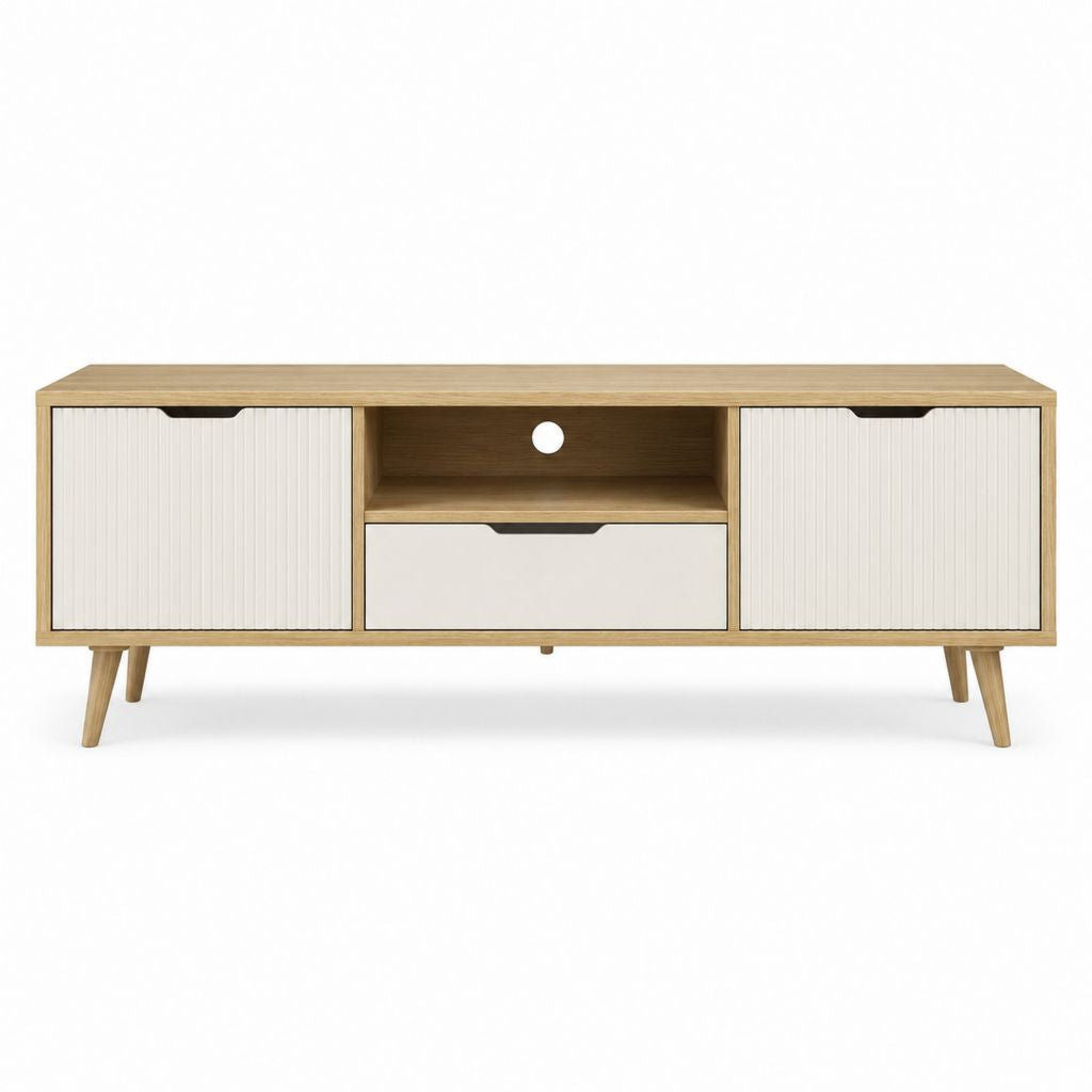 TV-Lowboard Eichenoptik Weiß Spanplatte MDF Rechteckig 160 x 40 x 60 cm