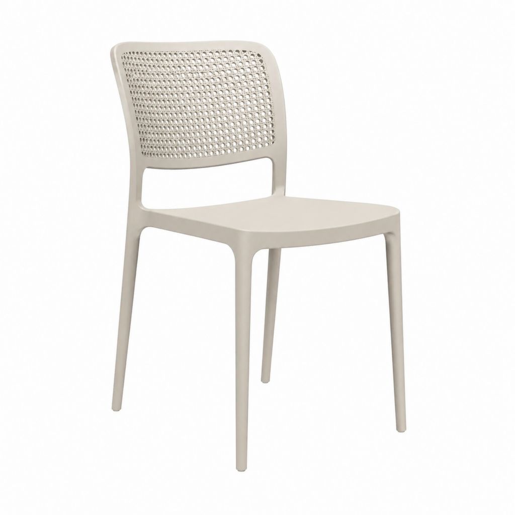 Gartenstuhl aus Polypropylen Beige mit perforierter Rückenlehne 45 x 52 x 82 cm