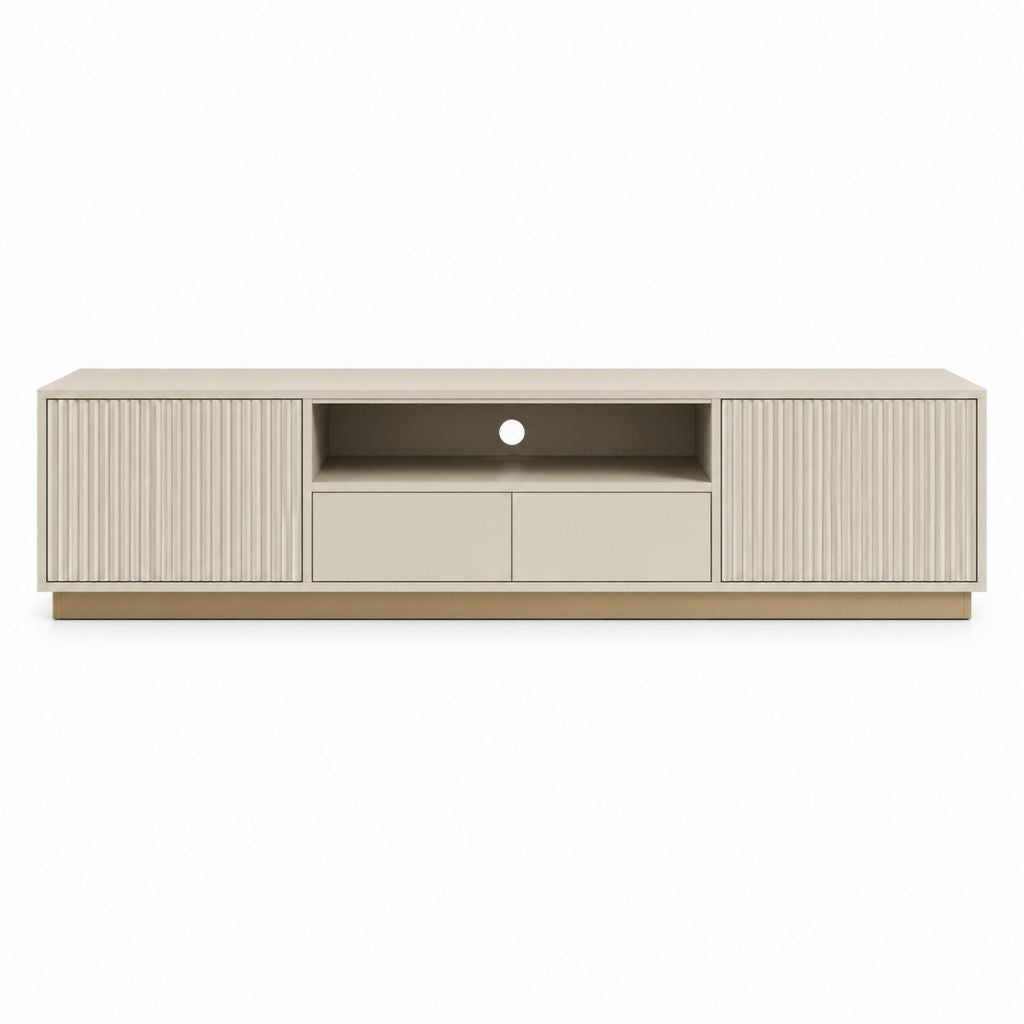 TV-Lowboard Creme MDF mit Rillenfront 180 x 40 x 55 cm